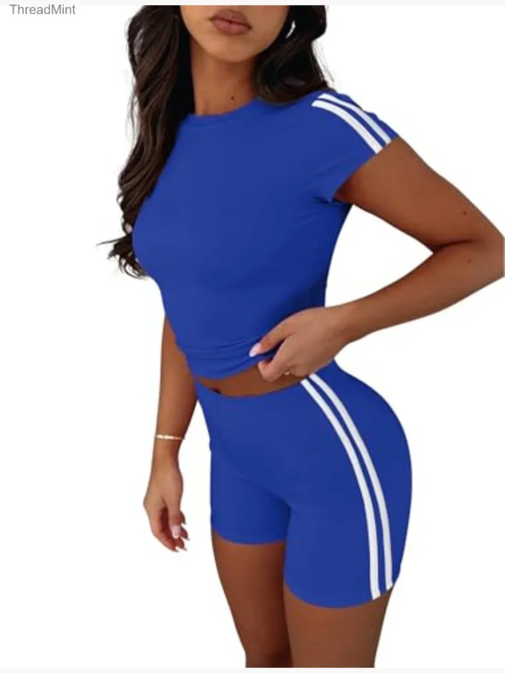Two Piece Lounge Set Contrast Side Stripes Workout Outfit Athletic Matching Set